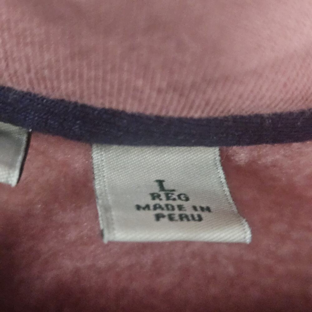 L.L. Bean Womens Quilted Sweatshirt Mock Neck Tunic Colorblock Maroon Pink Large - Picture 9 of 10